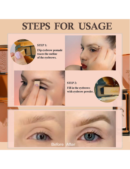 Kit de Cejas Impermeable Oulac 2 en 1 Rubio Dorado 3.2g