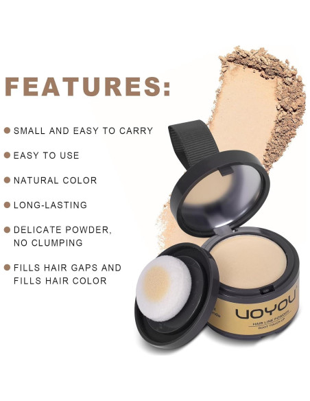 Polvo para Retoque de Raíces UOYOU Negro 4g con Brocha