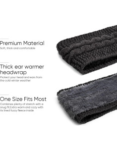 Diadema de Invierno AQOKKA para Mujeres - 2 Pcs, Calentadores de Oídos 2