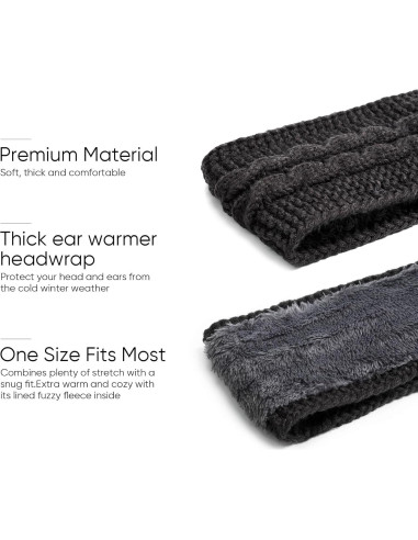 Diadema de Invierno AQOKKA para Mujeres - 2 Pcs, Calentadores de Oídos