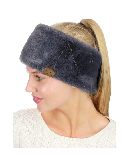 Banda para la cabeza mujer C.C. gris oscuro forro sherpa