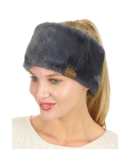 Banda para la cabeza mujer C.C. gris oscuro forro sherpa