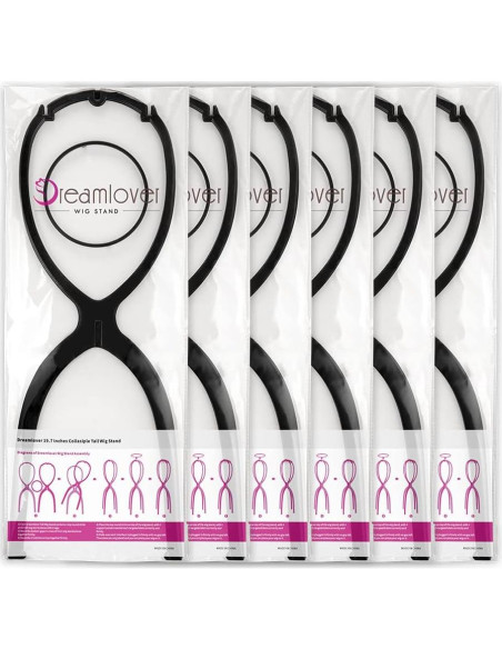 Soporte para Pelucas Dreamlover Negro 50 cm Paquete de 6