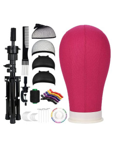 Cabeza de Maniquí de Lienzo 58 cm con Soporte Tripode y Accesorios