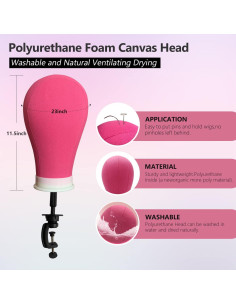 Cabeza de Maniquí de Lienzo 58 cm con Soporte Tripode y Accesorios 2