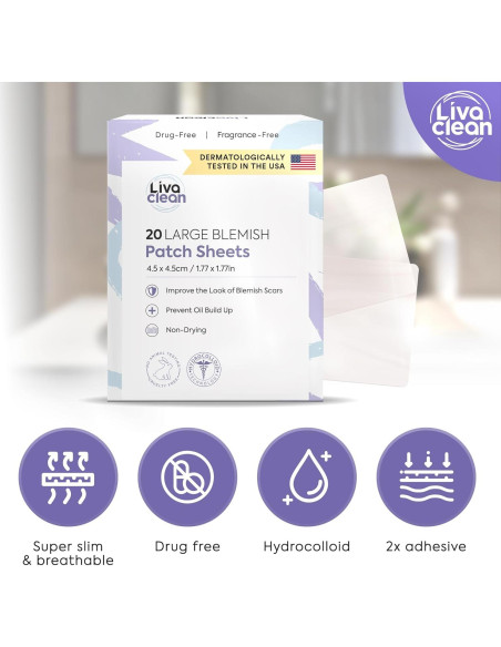 Parches Hidrocoloides Grandes LivaClean 20CT para Acné