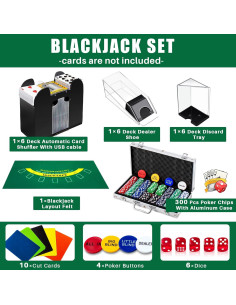 Juego de Casino Aoriher con 300 Fichas y Barajador Automático 2