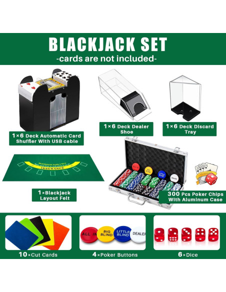 Juego de Casino Aoriher con 300 Fichas y Barajador Automático Juego de Casino Aoriher con 300 Fichas y Barajador Automático