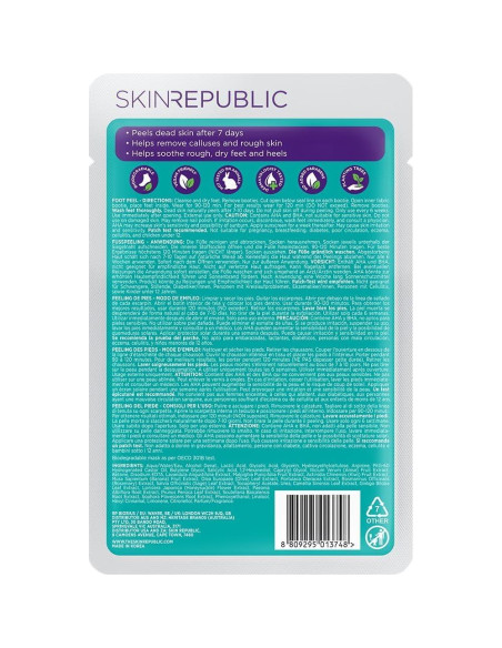 Mascarilla Exfoliante para Pies Skin Republic - 1 Par Biodegradable