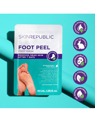 Mascarilla Exfoliante para Pies Skin Republic - 1 Par Biodegradable