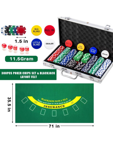 Juego de Casino Aoriher con 300 Fichas y Barajador Automático