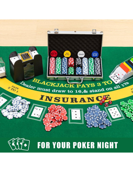 Juego de Casino Aoriher con 300 Fichas y Barajador Automático Juego de Casino Aoriher con 300 Fichas y Barajador Automático