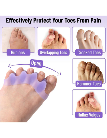Separadores de Dedos de Gel Dr. JK ToePal - 2 Pares, Correctores de Juanete
