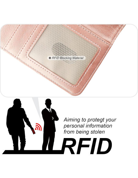Funda Cartera Desmontable Bocasal para iPhone 16 Pro 6.3" Oro Rosa