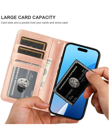 Funda Cartera Desmontable Bocasal para iPhone 16 Pro 6.3" Oro Rosa