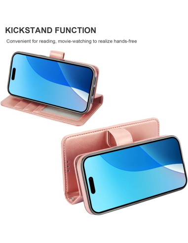 Funda Cartera Desmontable Bocasal para iPhone 16 Pro 6.3" Oro Rosa
