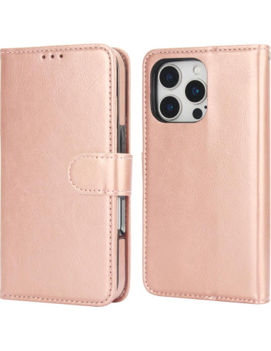 Funda Cartera Desmontable Bocasal para iPhone 16 Pro 6.3" Oro Rosa