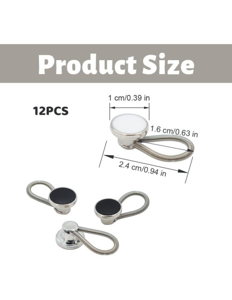 12 Extensores de Cuello Elástico LIOUCBD para Camisas - 6 Blancos y 6 Negros