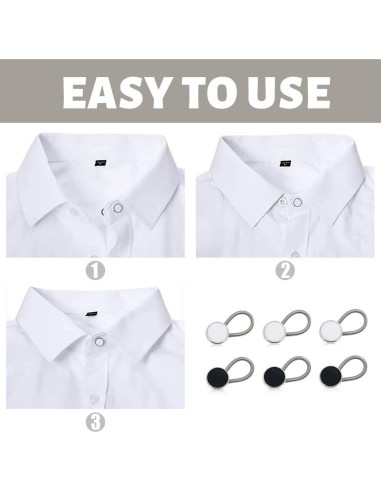 12 Extensores de Cuello Elástico LIOUCBD para Camisas - 6 Blancos y 6 Negros