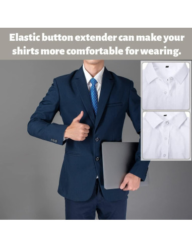 12 Extensores de Cuello Elástico LIOUCBD para Camisas - 6 Blancos y 6 Negros