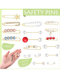 17 Alfileres de Perlas Falsas con Rhinestones para Mujeres 2