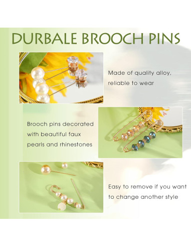 17 Alfileres de Perlas Falsas con Rhinestones para Mujeres