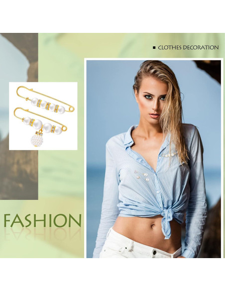 17 Alfileres de Perlas Falsas con Rhinestones para Mujeres