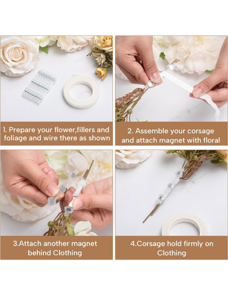 Set 16 Piezas Imanes Boutonniere y Pulseras de Perlas Wonderjune