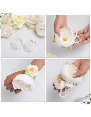 Set 16 Piezas Imanes Boutonniere y Pulseras de Perlas Wonderjune