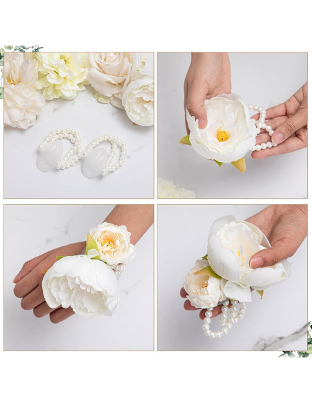 Set 16 Piezas Imanes Boutonniere y Pulseras de Perlas Wonderjune