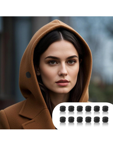 12 Pines Magnéticos para Hijab Tinoaly, Negros, 1.27cm