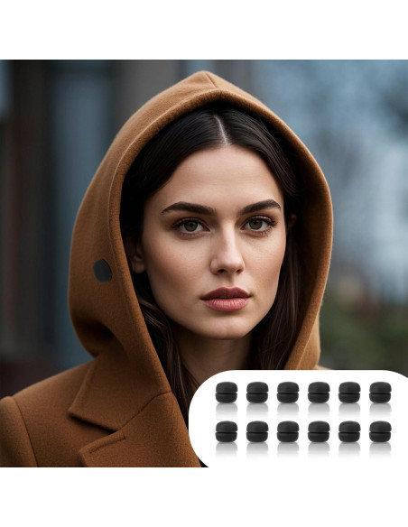 12 Pines Magnéticos para Hijab Tinoaly, Negros, 1.27cm