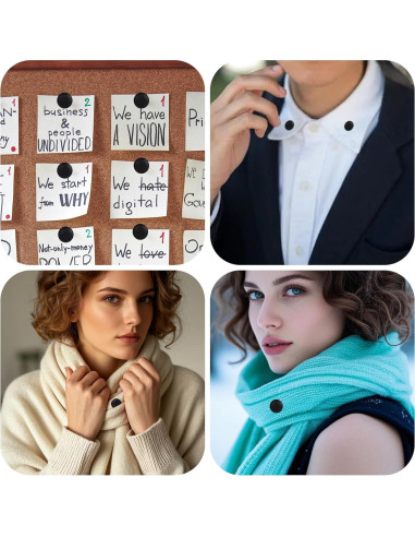 12 Pines Magnéticos para Hijab Tinoaly, Negros, 1.27cm