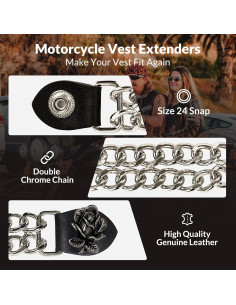 Extensores de Chaleco de Motocicleta 4 PCS - Cuero y Cromo 2