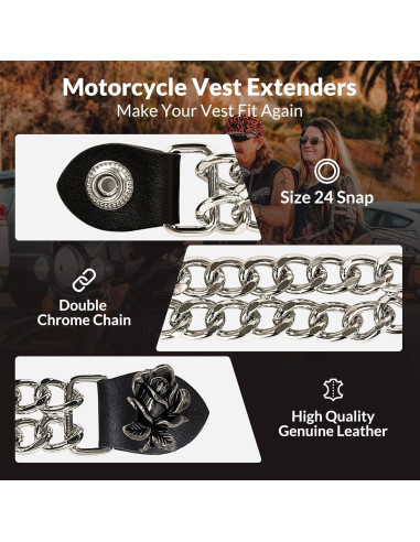 Extensores de Chaleco de Motocicleta 4 PCS - Cuero y Cromo