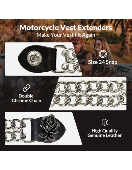 Extensores de Chaleco de Motocicleta 4 PCS - Cuero y Cromo