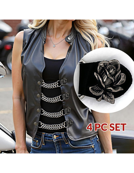 Extensores de Chaleco de Motocicleta 4 PCS - Cuero y Cromo