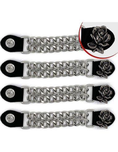 Extensores de Chaleco de Motocicleta 4 PCS - Cuero y Cromo