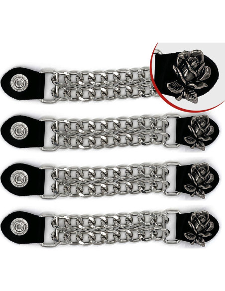 Extensores de Chaleco de Motocicleta 4 PCS - Cuero y Cromo