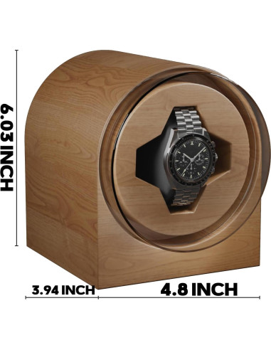 Enrollador Automático de Reloj Yotangcit - Motor Silencioso, Grano de Madera
