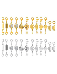 24 Cierres Magnéticos VZZNN para Collar y Pulsera - Oro y Plata