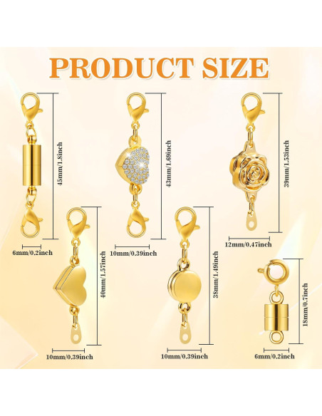 24 Cierres Magnéticos VZZNN para Collar y Pulsera - Oro y Plata