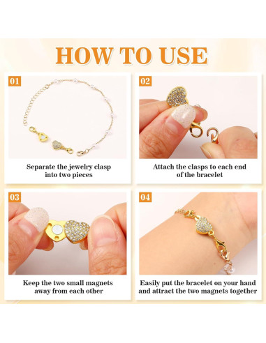 24 Cierres Magnéticos VZZNN para Collar y Pulsera - Oro y Plata