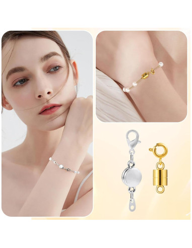 24 Cierres Magnéticos VZZNN para Collar y Pulsera - Oro y Plata