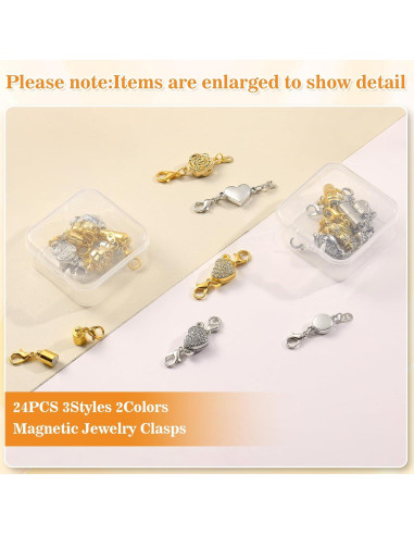 24 Cierres Magnéticos VZZNN para Collar y Pulsera - Oro y Plata
