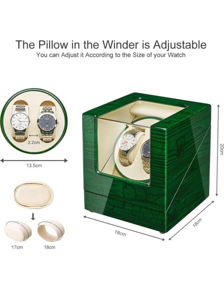 Winder de Reloj Doble JQUEEN S220EB Silencioso Verde