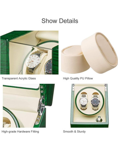 Winder de Reloj Doble JQUEEN S220EB Silencioso Verde