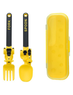 Juego de Tenedor y Cuchara para Niños Genérico Amarillo
