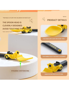 Juego de Tenedor y Cuchara para Niños Genérico Amarillo 2