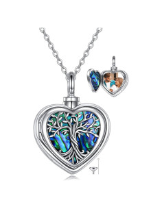 Collar Urna Locket Corazón Plata Esterlina 925 para Cenizas